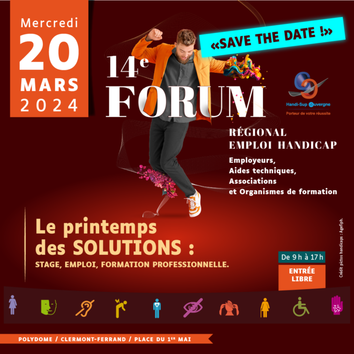 Save the date : communication sur le forum 2024 d'Handi Sup Auvergne
